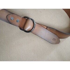 Banana Republic slider Brown Leather Double D Ring Belt M 34/36 BR logo